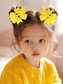 2入組小女童蝴蝶結裝飾髮夾