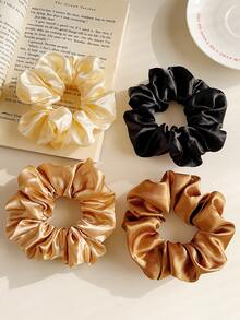 6 piezas Scrunchies de satén de seda, lazos de pelo elásticos de unicolor minimalistas, adecuados para mujeres y niñas, convenientes de usar, combinación de varios colores, accesorios de moda para el cabello, también una excelente opción de regalo. Sujetadores de cola de caballo, bandas elásticas para el cabello, gomas para el cabello, decoración de belleza para el hogar y el dormitorio - Multicolor - Ver 8