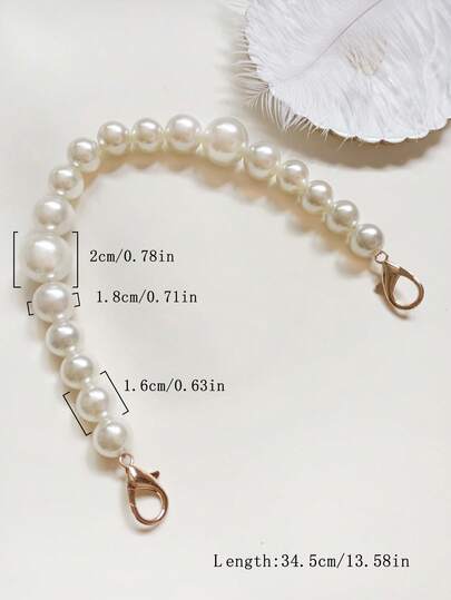 1件仿珍珠渐变设计粗链装饰手柄带，DIY包包配件