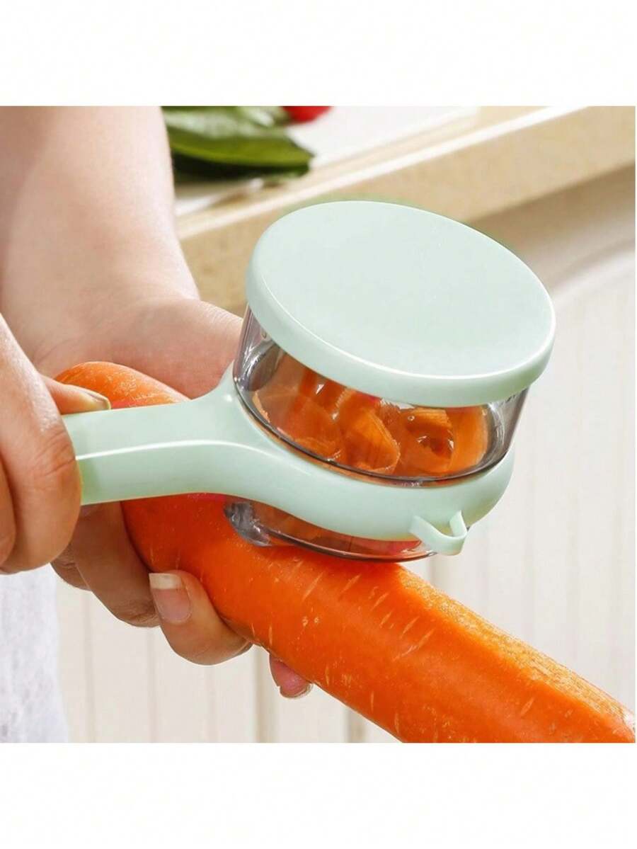 Pelador multifunción con caja de almacenamiento - Pelador de frutas y verduras de plástico resistente, apto para zanahorias, patatas y otros productos. Equipado con caja de almacenamiento, diseño higiénico, ideal para uso doméstico y comercial (aplicable a diversas verduras) - Multicolor - Ver 1