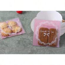 100/200 piezas Bolsas de regalo con estampado de lazos rosa/azul, adecuadas para baby shower, boda, aniversario, graduación y fiesta de cumpleaños - Multicolor - Ver 4