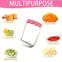 Machacador de patatas manual con base antideslizante, fácil de hacer puré de patatas suave, herramienta de cocina esencial para el Día de Acción de Gracias y Navidad, molinillo de alimentos manual moderno - Multicolor - Ver 6