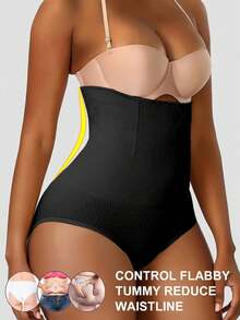 1 Piece Of High-Waisted Shapewear, Belly-Tucked Compression Panties, Hip Lift And Shape, Women's Shapewear, High-Waisted Belly-Tucked Panties For Women, Strong Belly-Tucked Waist Shapewear, Anti-Crimping Shapewear, Body Pants, Hip-Sculpting Body Pants, Women's Body-Sculpting Pants - 黑色 - 查看 4