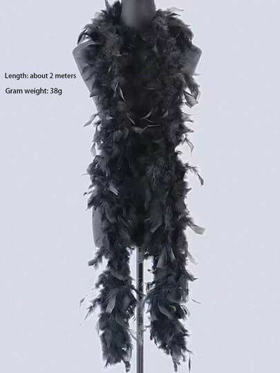 1 st. 79-tums halsduk med naturliga fjäder, enfärgad sjal, lämplig för föreställningar, bröllop, födelsedagsfester, jul, karnevaler, kostymdekorationer. Kalkonfjädrar kan fälla något, tillbehör till formella tillfällen, alla hjärtans dag-kostym