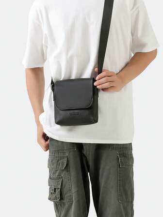 Męska nylonowa torba na ramię/listonoszka, kwadratowa nylonowa torba z regulowanym paskiem na ramię, odporna na zarysowania i trwała, pomieści paszport, gotówkę, dowód osobisty, karty kredytowe, lekka, odpowiednia do dojazdów do pracy/podróży służbowych, jednolity kolor