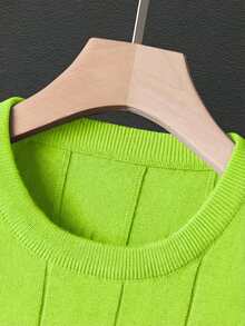 ALTZTAR Men's Casual Ribbed Knit Sweater, Round Neck, Minimalist & Fashionable For Daily Wear - Lime Green - View 4
