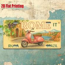 2D Graphic Design, 2D Graphic Printing, Single Piece, Vintage Metal Sign, Decorative Purpose Only, Outdoor Wall Art (203 X 100 Cm), Roman Brazilian Aluminum Sign With Vintage Motorcycle Scene, Suitable For Home, Bar, Cafe, Garage Wall Decoration, Industrial Style Decoration, Travel Gift, 2D Graphic CP - A - View 5