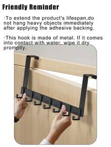6/7/8钩门后式衣帽架，壁挂式衣架，可挂外套、包包、帽子、毛巾，适用于厨房、浴室、卧室，也可作相框支架，自粘式墙钩 - 彩色 - 查看 10