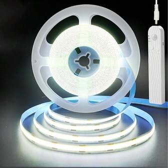 5m/16,4 pés Tira de Luz LED COB USB com Sensor de Movimento, 320 Lâmpadas LED/m, Dimmerável, para Armário, Cama, Escada, Iluminação Noturna da Cozinha
