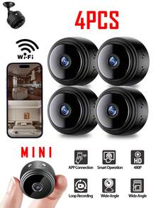 无线 WiFi 摄像头安防家用房间随身摄像头保姆摄像头智能家居室内外摄像头宠物狗婴儿摄像头 480P 家用便携式摄像头迷你房间夜视摄像头无需 WiFi 门摄像头，400mAh。 - 黑色 - 查看 3