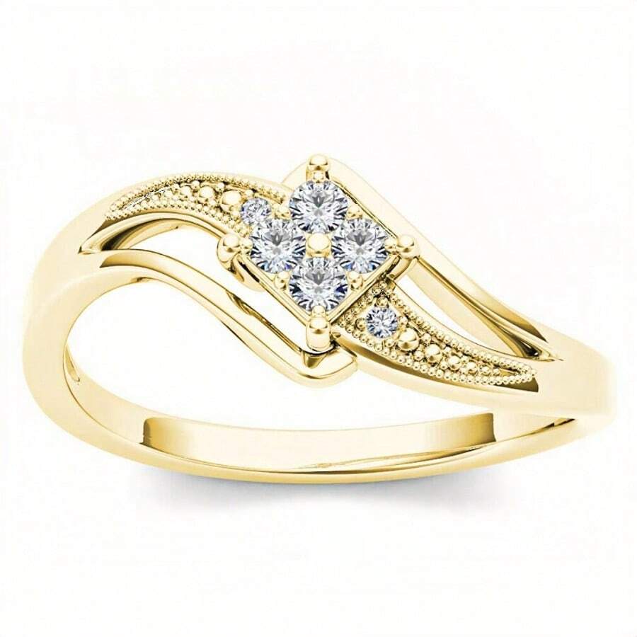 Elegant Cubic Zirconia Promise Ring - Luxury Copper Alloy Ring, Suitable For Engagement, Wedding, Anniversary And Special Occasions