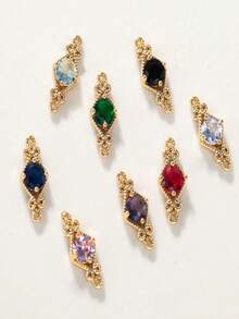 5/10pcs Fashionable Gold-Plated Copper Zirconia Stone Lace Rhombus Double Pendant DIY Jewelry Making And Decorative Accessories, Suitable For Earrings, Hair Clips, Necklaces, Gifts For Friends, Family, Teachers, Lovers, Men And Women, Birthdays, Family Gatherings, Perfect Gifts, Party Favors - Multicolor - View 2