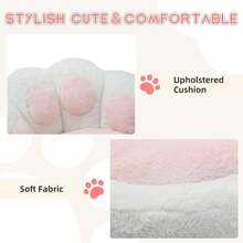 WARMTOBABY Cute Cat Paw Office Desk Chair With Wheels, 360° Adjustable Height Armless Chair, Plush Teddy Fleece Small Vanity Chair For Makeup Room, Bedroom, Home Office - trắng - Xem 9