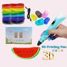 1pc 3D Printing Pen, DIY Drawing Printing Pen, Art Tool, Birthday Gift, Christmas Gift, 9M/25M/50M/100M PLA Refill (Consumables) + Sketchbook + Finger Sleeve + Stand - Blue - View 3