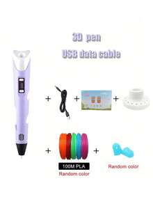 1pc 3D Printing Pen, DIY Drawing Printing Pen, Art Tool, Birthday Gift, Christmas Gift, 9M/25M/50M/100M PLA Refill (Consumables) + Sketchbook + Finger Sleeve + Stand - Blue - View 13