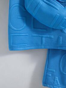 2pcs/Set Boys' Casual Solid Color Crew Neck Short Sleeve T-Shirt And Shorts, Regular Fit, With Pouch, Summer - Blue - View 6