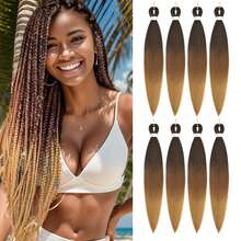 Pre Stretched Braiding Hair Ombre 16/20/26/30 Inch Synthetic Crochet Braids Hot Water Setting Professional Soft Yaki Texture Synthetic Hair Extensions - Multicolor - View 1