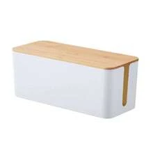 Caja de almacenamiento de alambre de madera, organizador de cables de alimentación, organizador de toma de corriente a prueba de polvo, enrollador de cables para el hogar