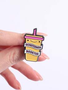 1pc Cute Milk Tea Cup Enamel Needle Creative Simple Brooch Clothes Backpack Jewelry Gift For Friends - Multicolor - View 4