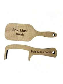 1/2 piezas Peine de broma de cabeza calva, cepillo de madera sin cabello, regalo para hombres calvos, herramienta de arreglo de cabeza calva, regalo de peine sin cabello para amigos - Multicolor - Ver 6