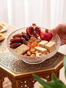 1 قطعة طبق عرض كعكة وفاكهة شفاف فاخر، مناسب لتقديم الشاي بعد الظهر أو وجبات الحفلات، للاستخدام في الخارج أو الفنادق، يمكن استخدامه كحامل كب كيك أو طبق كعكة متعدد الطبقات، ديكور مثالي لغرفة المعيشة