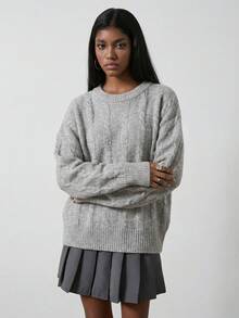 Women's Spring/Summer Fashion New Arrivals: Commute/Casual/Comfortable/Travel/Home/Gentle Elegant, Ins European And American Chic Soft Round Neck Pullover Sweater - Light Grey - View 4