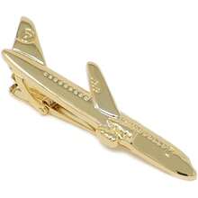 Clip de corbata de avión en tono dorado con caja para avión, avión, aerolínea - 1 - Ver 5