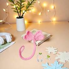 Pink Crochet Leaf Sprout Headphone Accessory, Knitted Plant Cable Tie, Decorative Bookmark Gift - 彩色 - 查看 7