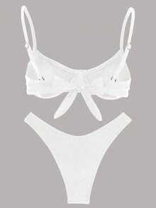 بكيني جديد للربيع/الصيف بألوان متباينة جذابة للنساء، مناسب لعيد الحب، عطلة الشاطئ، الحفلات، المواعدة - أبيض وأسود - مشاهدة 4