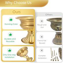 1个复古高脚花瓶 - 欧式婚礼装饰，高底座，适合插干花 - 奢华拍照道具和餐桌摆件 - 圣诞派对装饰、节日餐桌点缀、新年花卉展示、乡村农舍花瓶、优雅冬季礼物 - 彩色 - 查看 5