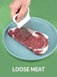 1pc Stainless Steel Onion Holder Slicer - Multifunctional Kitchen Tool For Holding Onions And Tenderizing Meats - Multicolor - View 6