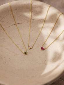 Custom Elegant Birthstone Necklace, Choose Birthstone Color Corresponding To Birth Month, Personalized Birthstone Necklace, Gift For Mom, Family Birthstone Jewelry, Gemstone Necklace - Gold - View 8