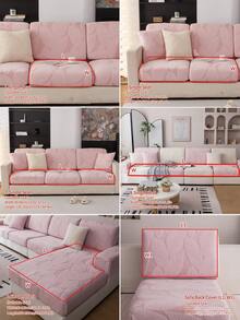 1件装弹力加厚舒适羊羔绒沙发套，防滑全包覆式沙发座套，四季皆宜，面料厚实，可机洗，防尘，宠物友好，适用于卧室、办公室、客厅等场所的装饰性沙发套，可调节尺寸，适用于转角沙发，1/2/3/4人座沙发。 - 粉色 - 查看 5