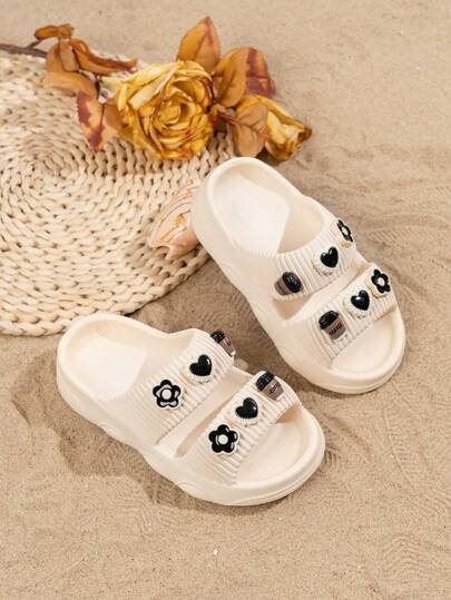 1 par EVA slip-on tofflor för barn/småbarn, mjuka, lätta, moderiktiga för inomhus-/utomhusbruk, strand, sommar