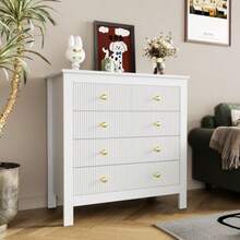 Sideboard, Chest Of Drawers With Special Doors, Gold Handles, Sideboard/Shoe Cabinet/Dressing Table [OLD SKU: WF325795WAA] - White - View 6