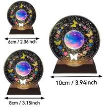 Butterfly Surrounded Floral Landscape, Planet Crystal Round Night Light, Dreamy Starry Sky, 3D Carved Atmosphere Lamp, Girly Heart Shaped, Bedroom Bedside Healing Night Light, Fairy Tale Style Desk Decor Lamp, Creative Gift For Girlfriend/Best Friend, Accompany You Strolling In The Romantic World Of Flowers, Butterflies And Starry Sky - Multicolor - View 8