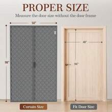 Yotache Magnetic Thermal Insulated Door Curtain Fits 32" X 80" Doors, Weatherproof Oxford &Amp; Cotton Fiber Fill, Windproof Insulation Cover To Keep Warm In Winter, Gray - Phù hợp với cửa có kích thước 48x96. - Xem 2