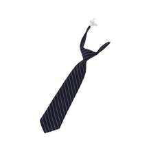 Punk - Corbatas negras preatadas a rayas para mujeres y nias, para camisa o blusa normal, uniforme preatado, corbata negra para el cuello para mujer, uniforme Jk - Rayas azul marino - Ver 3