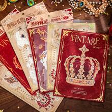 3pcs/Pack Vintage Foil Stamping Jewelry Sticker Scrapbooking Supplies, Full Sheet Cutting Collage Stickers, Crown, Necklace, Diary, Cute Stickers, Stationery, School Supplies Scrapbook Supplies - Multicolor - View 8