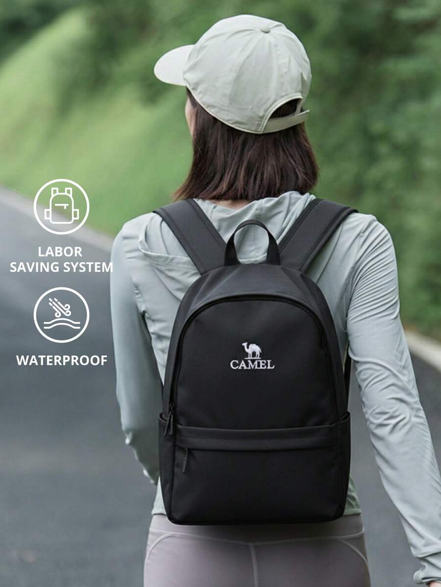 CAMEL CROWN 休闲运动通勤背包，轻便旅行户外徒步包 - 幻影黑 - 查看 1