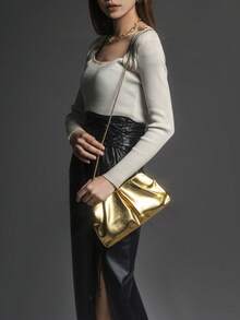Purses And Handbag Luxury Designer Shoulder Bags Pu Leather Evening Clutch Bag Purse Women's Bag, Bag For Women Elegant - Vàng - Xem 3