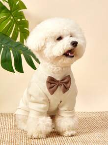 PETSIN 1 件华夫格针织绅士领结领宠物 T 恤，适合贵宾犬、马耳他犬、小型犬和猫