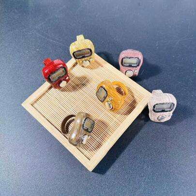 Wooden Grain Ring Tally Counter, Electronic Counter, Visible Counter, Button Style Mini Handheld Counter