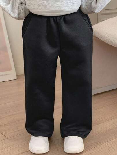 1件婴儿/女婴休闲、优雅、舒适的直筒抓绒裤