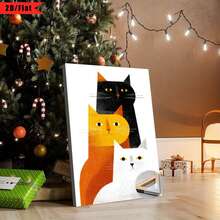 1 Pieza Decoración de Pared Minimalista - Tablero de Patrón de Gato Apilado de Tres Capas, Tono Neutro Moderno Adecuado para Sala de Estar, Dormitorio, con Gancho Colgante y Marco Envuelto, Regalo de Vacaciones para Parejas, Diseño Plano 2D, Decoración de Habitación Perfecta - Multicolor - Ver 6