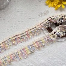 1.57 Inch Wide Colorful Eyelash Tassel Trim, Polyester Ribbon Suitable For Sewing And Crafting, 3/5 Yard - 4 Color Options, Ideal For Gift Wrapping, DIY Clothing, Home Decor, Party Decoration - Multicolor - View 12