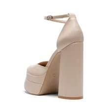 Women's Chunky High Heel Platform Shoes - 裸色 - 查看 7