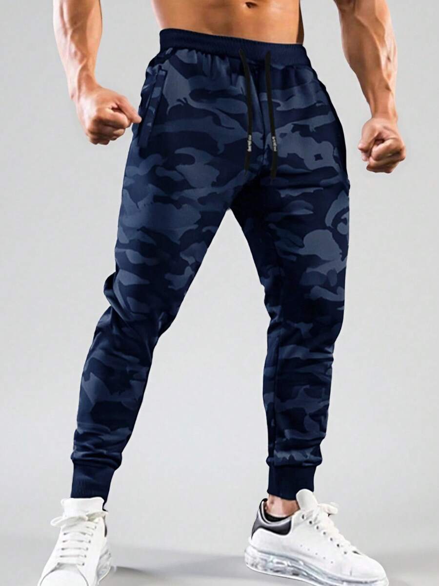 Men's Casual Camo Pants, Outdoor Hiking Sports Jogger Trousers, Autumn/Winter Spring - Blue - View 1