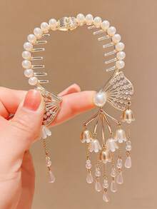 1PC Bow Lily Of The Valley Flower Hair Buckle Ball Hair Clip Alloy Rhinestone Tassel Ponytail Clip Ancient Style Hair Buckle Girls Hair Clip Teen's Hair Accessories - View 7