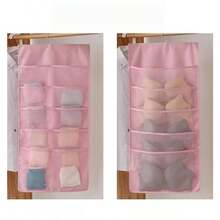 Double-Sided Bra Storage Bag With Rotating Metal Hook, Hanging Wardrobe Bra Organizer Bag, Dual-Sided Mesh Rack Hanging Storage Pouch For Bras, Socks, Underwear - Multicolor - View 6